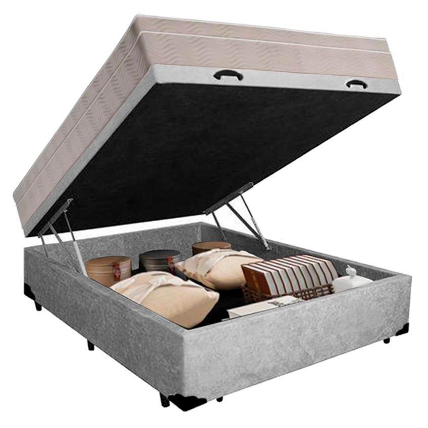Cama Box Baú Casal Suede + Colchão Sereneprime Molas Ensacadas 138x188x69 - imagem 5