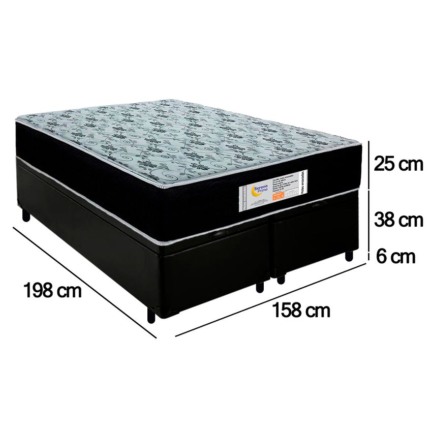 Cama Box Baú Queen Bipartido Sintético + Colchão Molas Ensacadas Sereneprime Sonnolux 158x198x69 - imagem 4