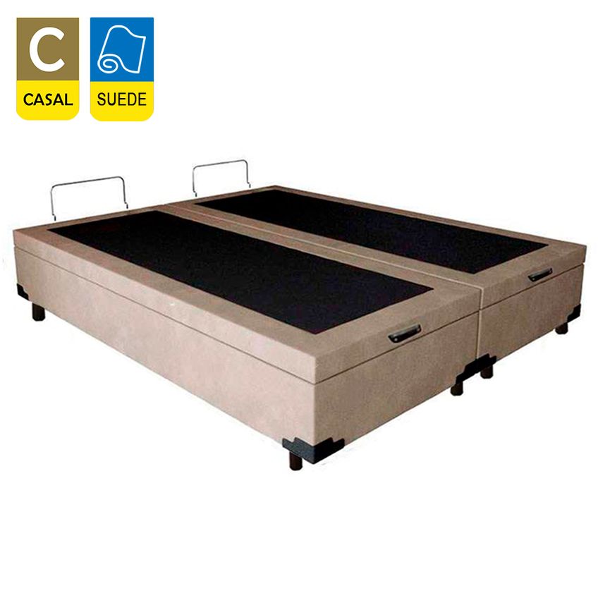 Cama Box Baú Casal Bipartido Suede + Colchão De Espuma D33 - Sereneprime - 138cm - imagem 5