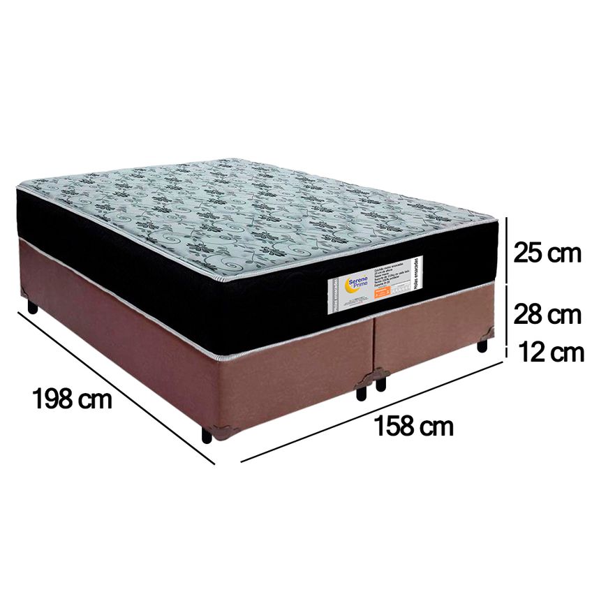 Cama Box Queen Bipartido Sintético + Colchão Molas Ensacadas Sereneprime Sonnolux 158x198x65 - imagem 4