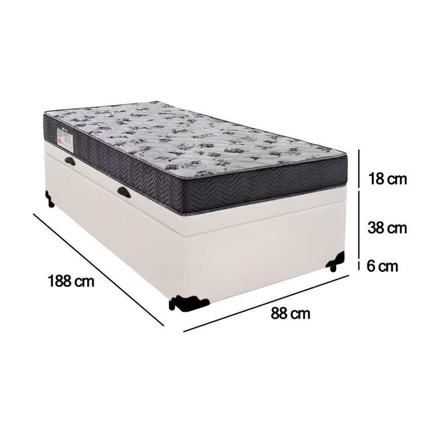 Cama Box Baú Solteiro Sintético + Colchão De Espuma D33 - Sereneprime - 88cm Branco - imagem 3