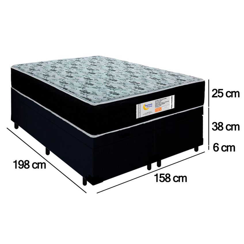 Cama Box Baú Queen Bipartido Suede + Colchão Molas Ensacadas Sereneprime Sonnolux 158x198x69 - imagem 4