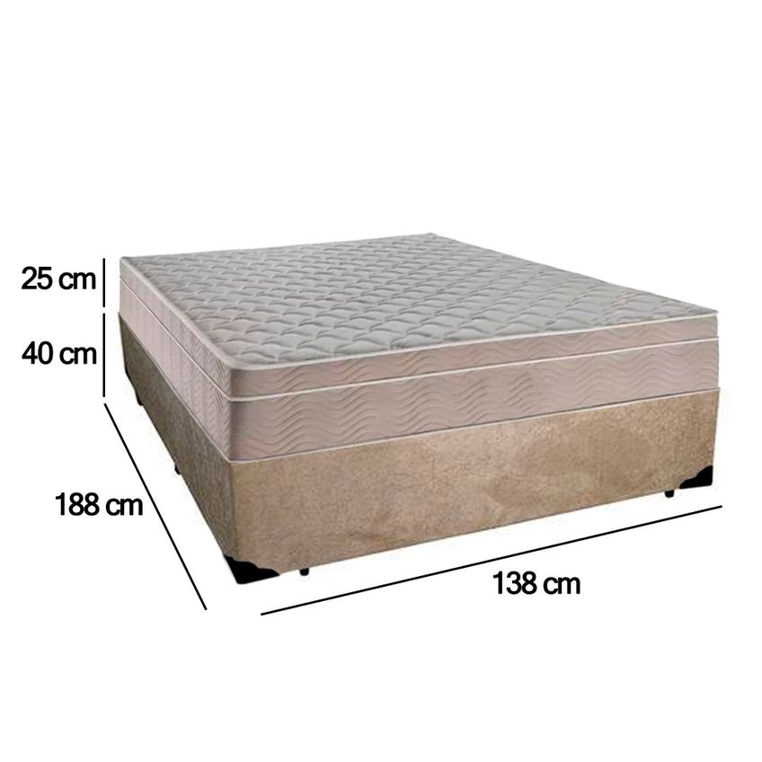 Cama Box Casal Suede + Colchão Sereneprime Molas Ensacadas 138x188x65 - imagem 3
