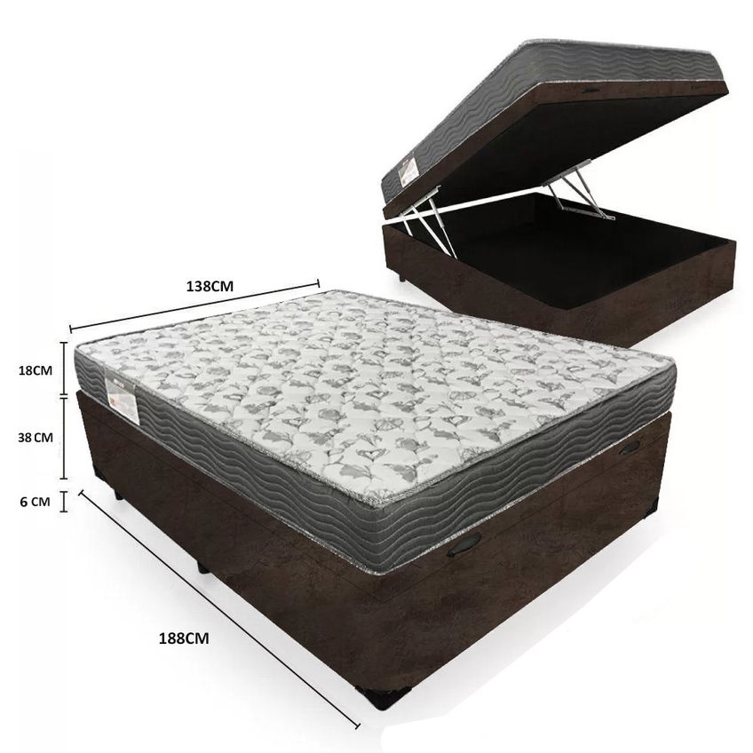 Cama Box Baú Casal Suede + Colchão De Espuma D33 - Sereneprime - 138cm - imagem 4