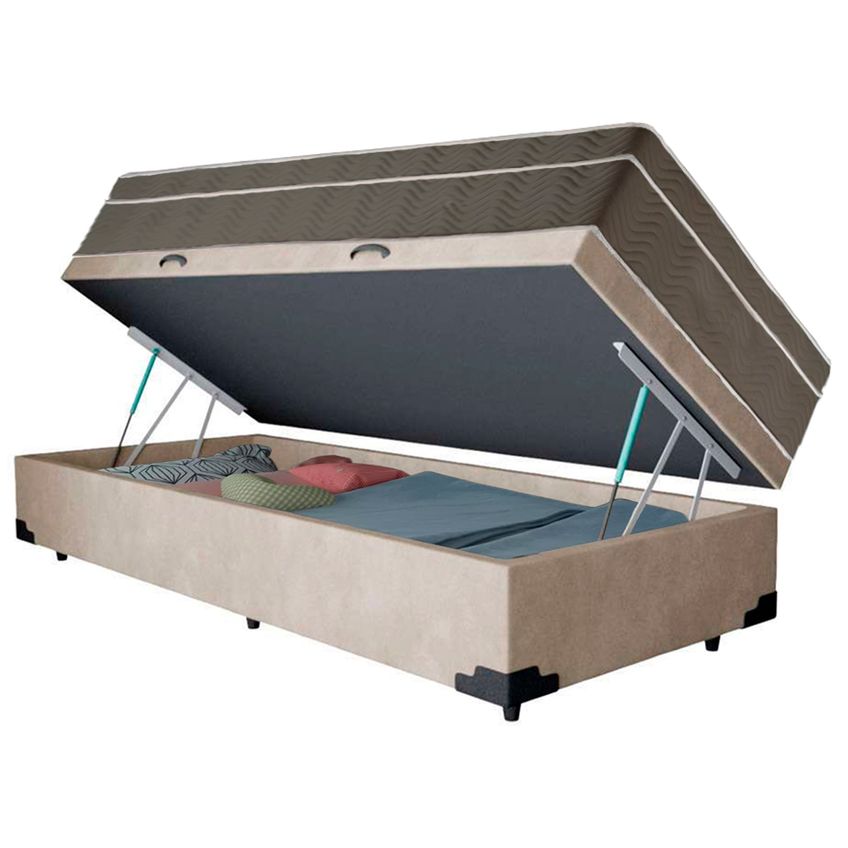 Cama Box Baú Suede Solteiro + Colchão Sereneprime Molas Ensacadas 88x188x69 - imagem 5