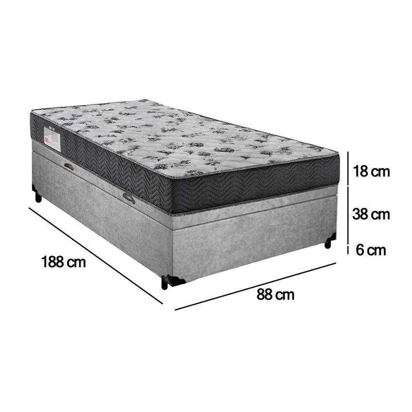 Cama Box Baú Solteiro Suede + Colchão De Espuma D33 - Sereneprime - 88cm - imagem 4