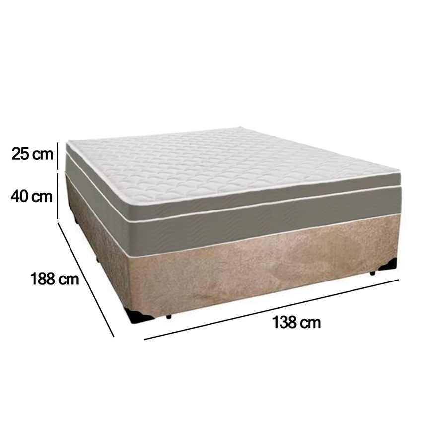 Cama Box Casal Suede + Colchão Sereneprime Molas Ensacadas 138x188x65 - imagem 3