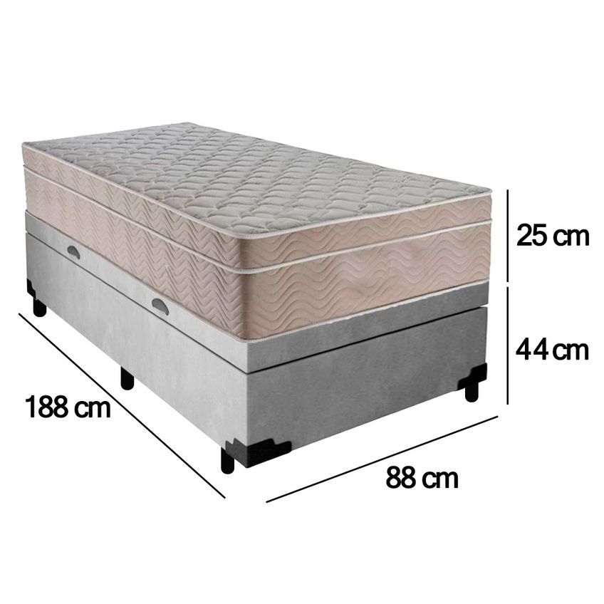 Cama Box Baú Suede Solteiro + Colchão Sereneprime Molas Ensacadas 88x188x69 - imagem 4