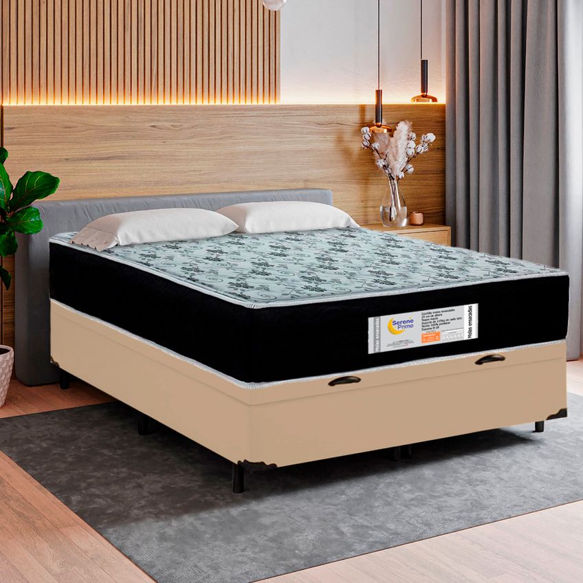 Cama Box Baú Casal Sintético + Colchão Molas Ensacadas Sereneprime Sonnolux 138x188x69 - imagem 2