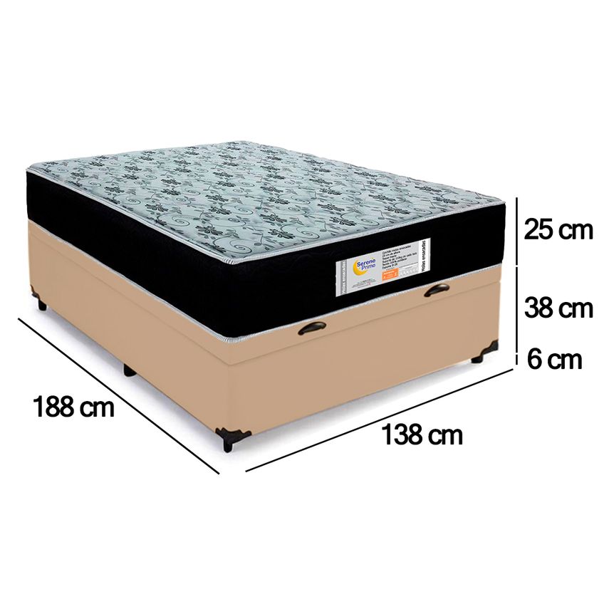 Cama Box Baú Casal Sintético + Colchão Molas Ensacadas Sereneprime Sonnolux 138x188x69 - imagem 4