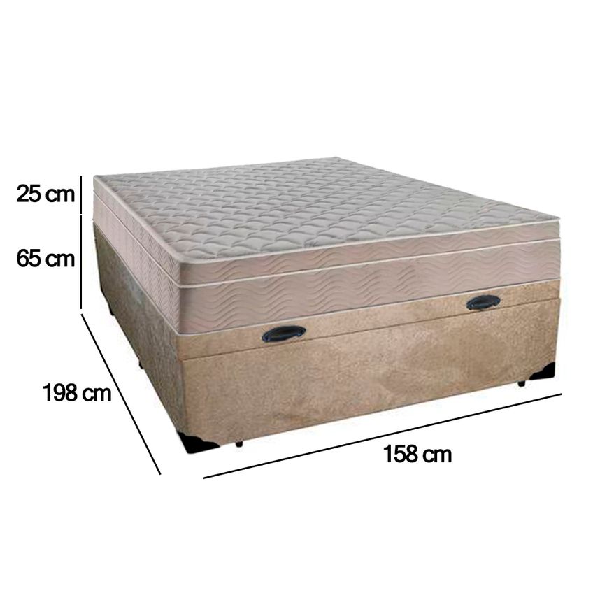 Cama Box Baú Casal Suede + Colchão Sereneprime Molas Ensacadas 138x188x69 - imagem 4