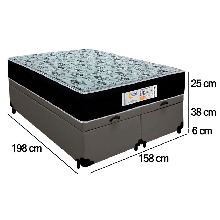 Cama Box Baú Queen Bipartido Sintético + Colchão Molas Ensacadas Sereneprime Sonnolux 158x198x69 - imagem 4
