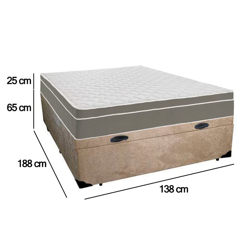 Cama Box Baú Casal Suede + Colchão Sereneprime Molas Ensacadas 138x188x69 - imagem 3