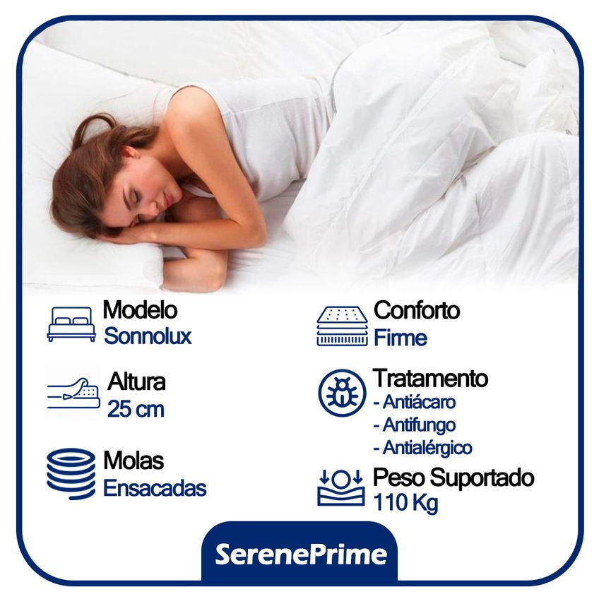 Cama Box Baú Solteiro Sintético + Colchão Molas Ensacadas Sereneprime Sonnolux - 88cm - imagem 3