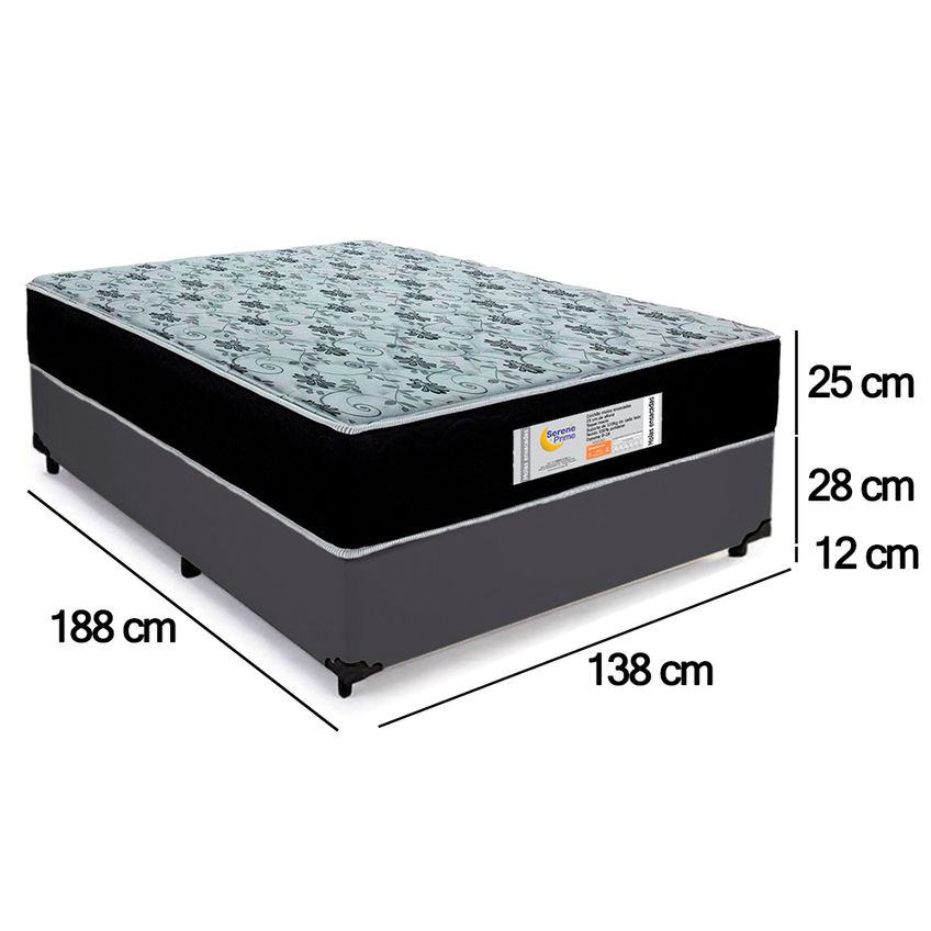 Cama Box Casal Suede + Colchão Molas Ensacadas Sereneprime Sonnolux 138x188x65 - imagem 4