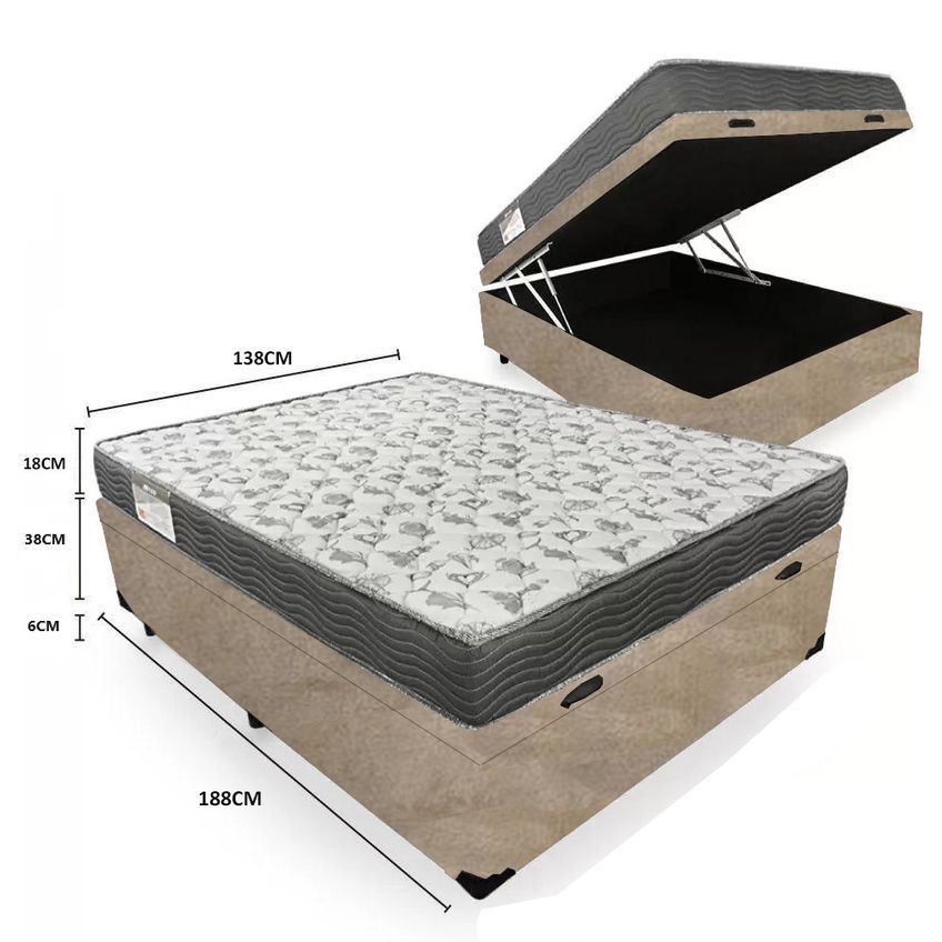 Cama Box Baú Casal Suede + Colchão De Espuma D33 - Sereneprime - 138cm - imagem 4