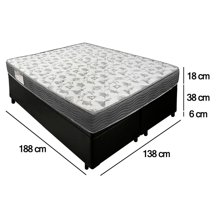 Cama Box Baú Casal Bipartido Sintético + Colchão De Espuma D33 - Sereneprime - 138cm - imagem 4