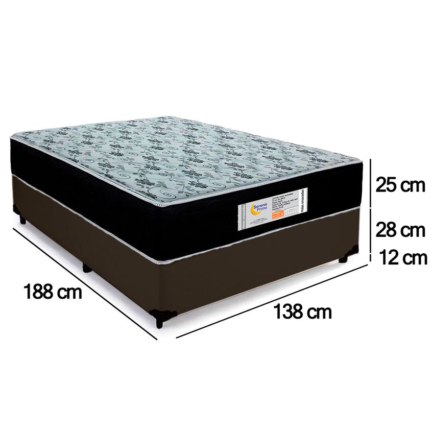 Cama Box Casal Sintético + Colchão Molas Ensacadas Sereneprime Sonnolux 138x188x65 - imagem 4