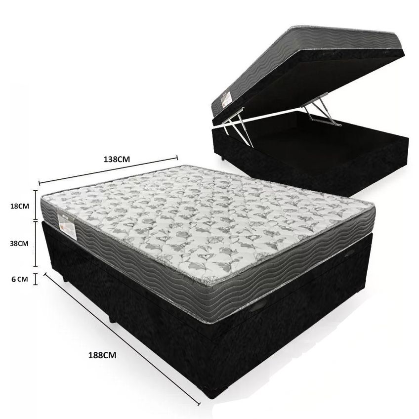 Cama Box Baú Casal Suede + Colchão De Espuma D33 - Sereneprime - 138cm - imagem 4