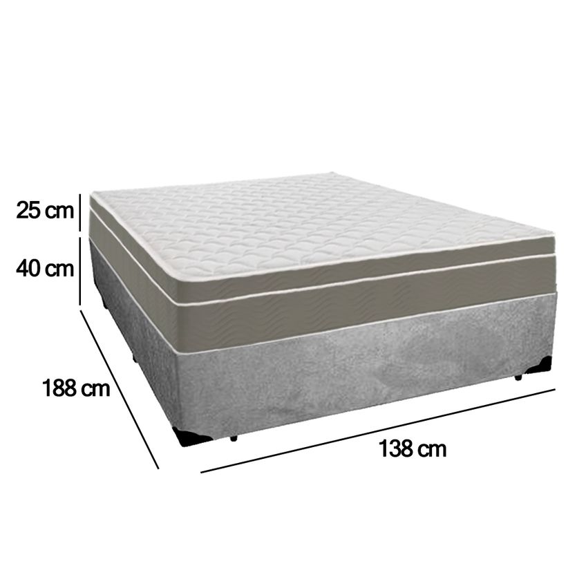 Cama Box Casal Suede + Colchão Sereneprime Molas Ensacadas 138x188x65 - imagem 3