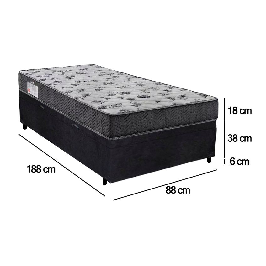 Cama Box Baú Solteiro Suede + Colchão De Espuma D33 - Sereneprime - 88cm - imagem 4