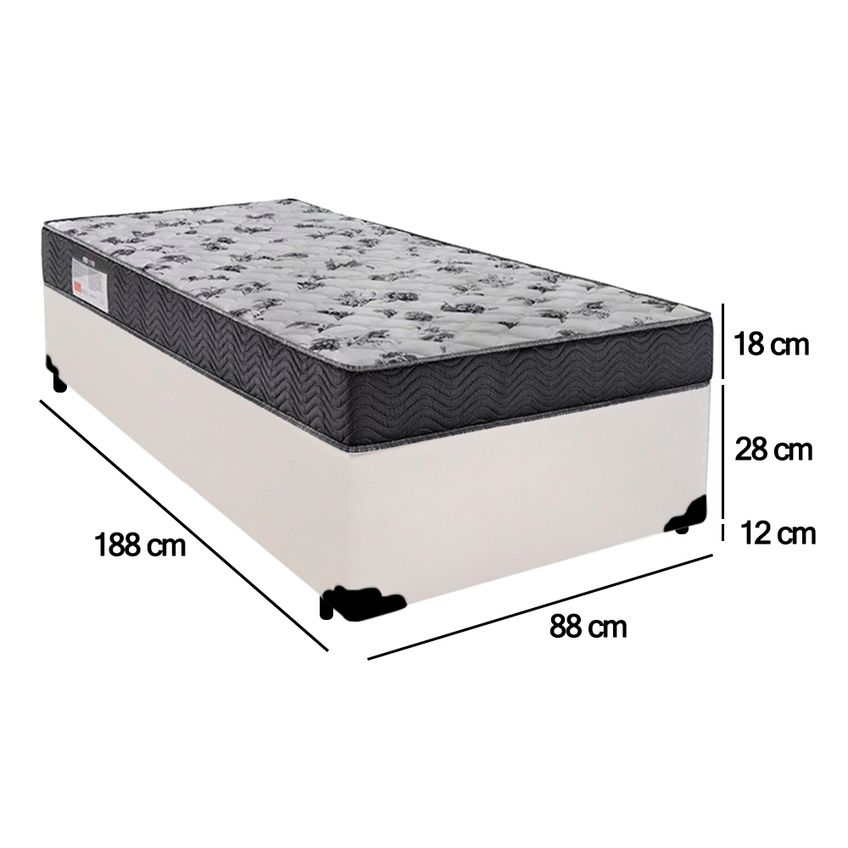 Cama Box Solteiro Sintético + Colchão De Espuma D33 - Sereneprime - 88cm Branco - imagem 4