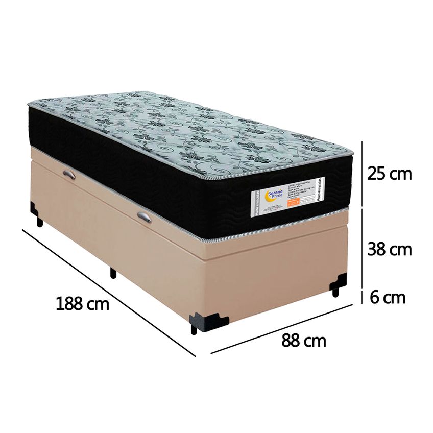 Cama Box Baú Solteiro Sintético + Colchão Molas Ensacadas Sereneprime Sonnolux - 88cm - imagem 4