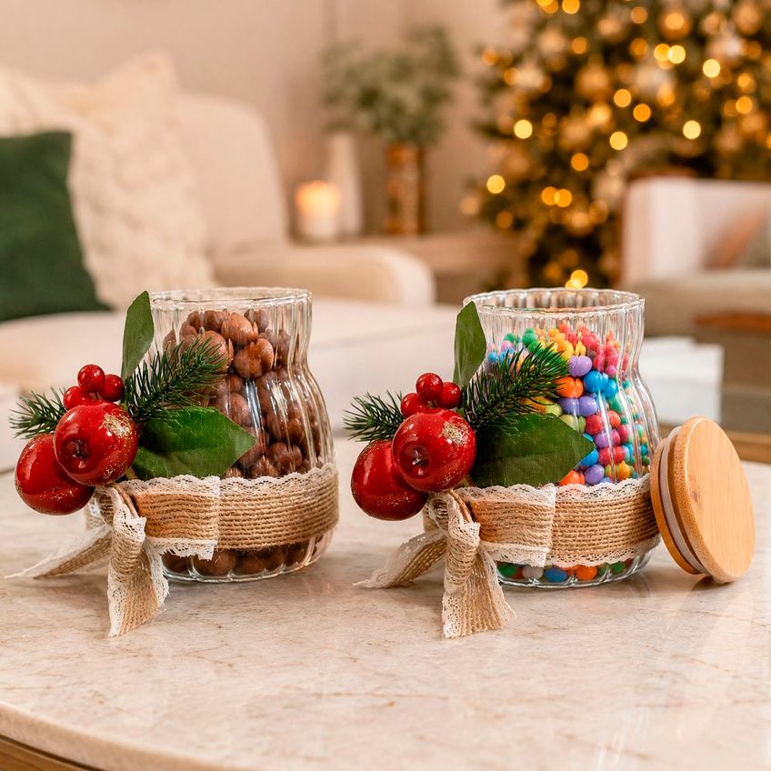 Pote Hermético Decorativo Natalino Com Tampa 450ml Kit 2pçs - imagem 3