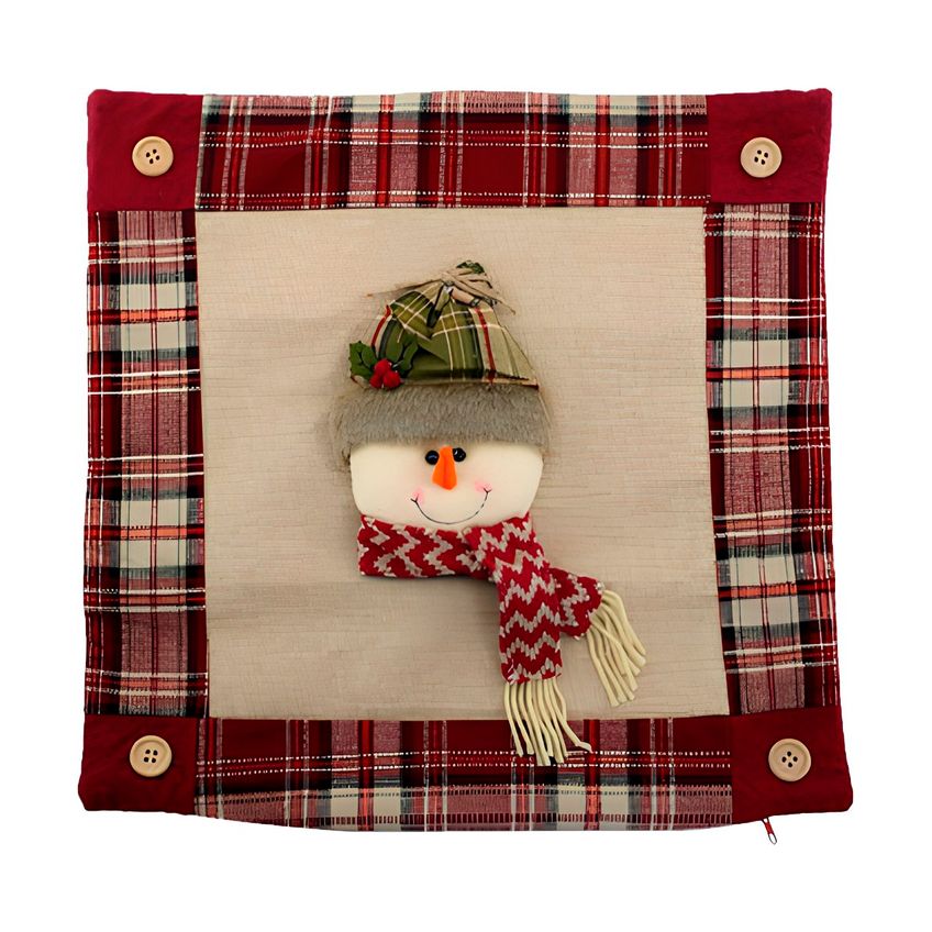 Kit 2 Capas Almofada Natalina Boneco De Neve Papai Noel 45cm - imagem 3