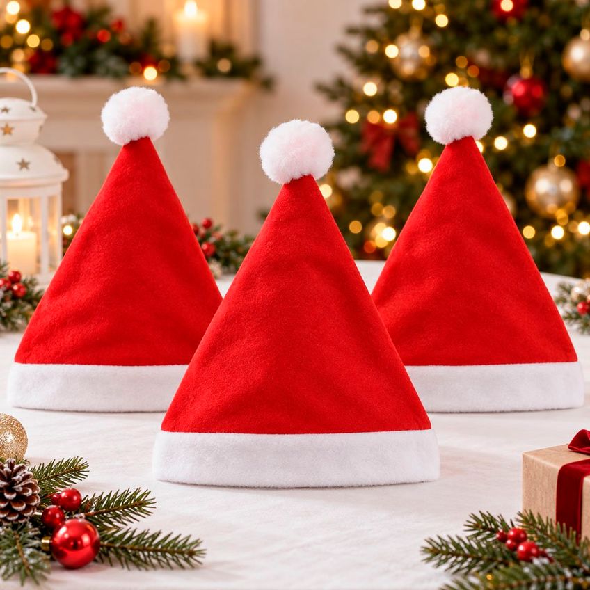 Touca Gorro Tradicional Noel Enfeite Natalino 35cm Kit 12pçs - imagem 4
