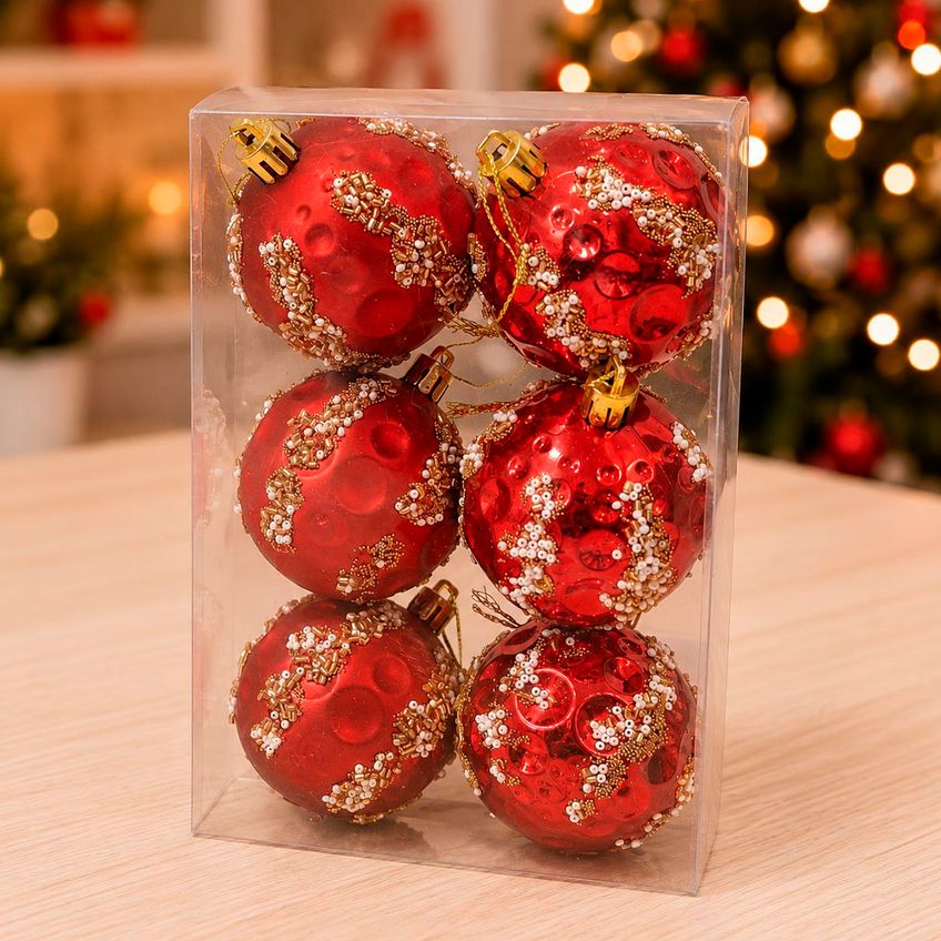 Bola Vermelha Enfeite Árvore Natal Decoração 6cm Kit 12pçs - imagem 5