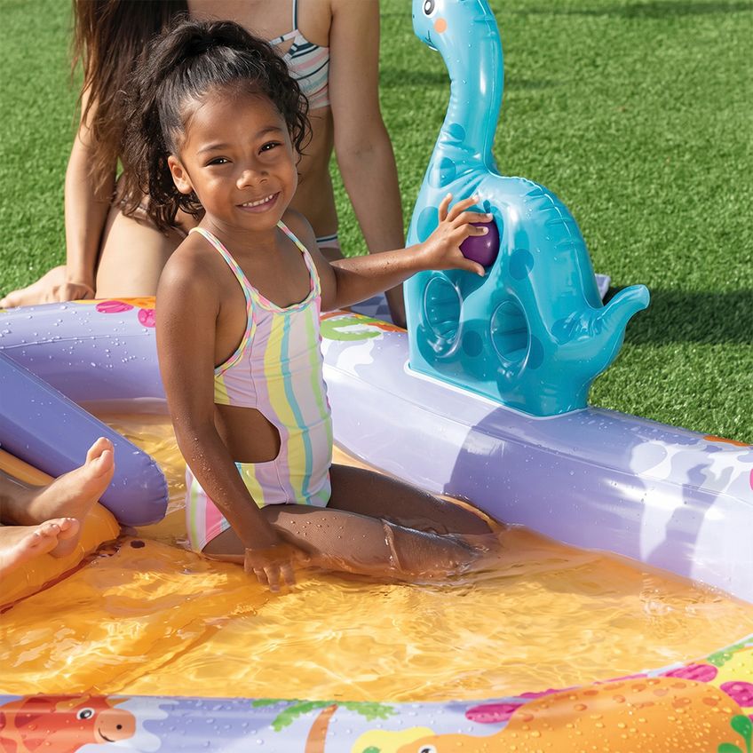 Piscina Playground Inflável Dino Park 159l Infantil Bomba Elétrica Intex - imagem 4