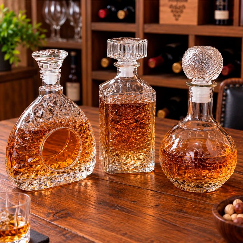 Jogo Garrafa Frasco Whisky Licor Vidro 750ml 920ml Kit 3pçs - imagem 4