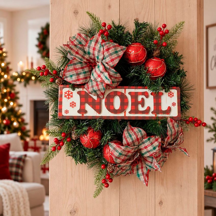 Guirlanda Natalina Decoração Noel Bolas Flores Natal De 50cm - imagem 3