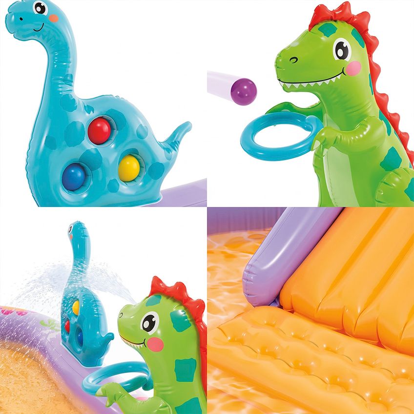 Piscina Playground Inflável Dino Park 159l Infantil Bomba Elétrica Intex - imagem 3