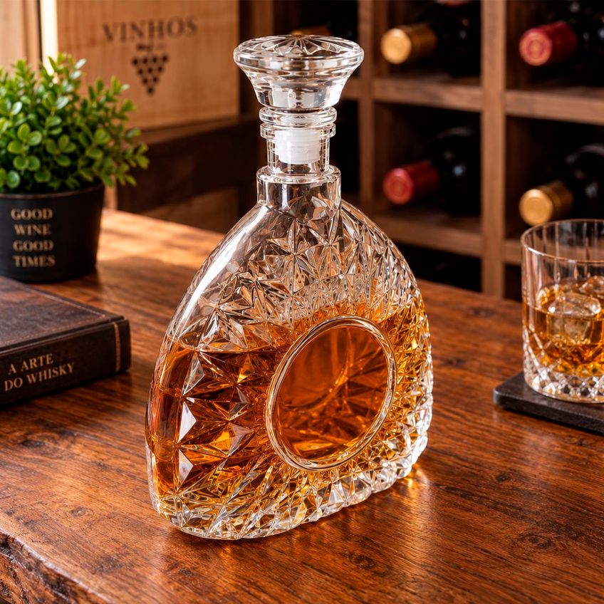 Garrafa Frasco Whisky Licor Triangular Vidro 750ml Kit 2pçs - imagem 4