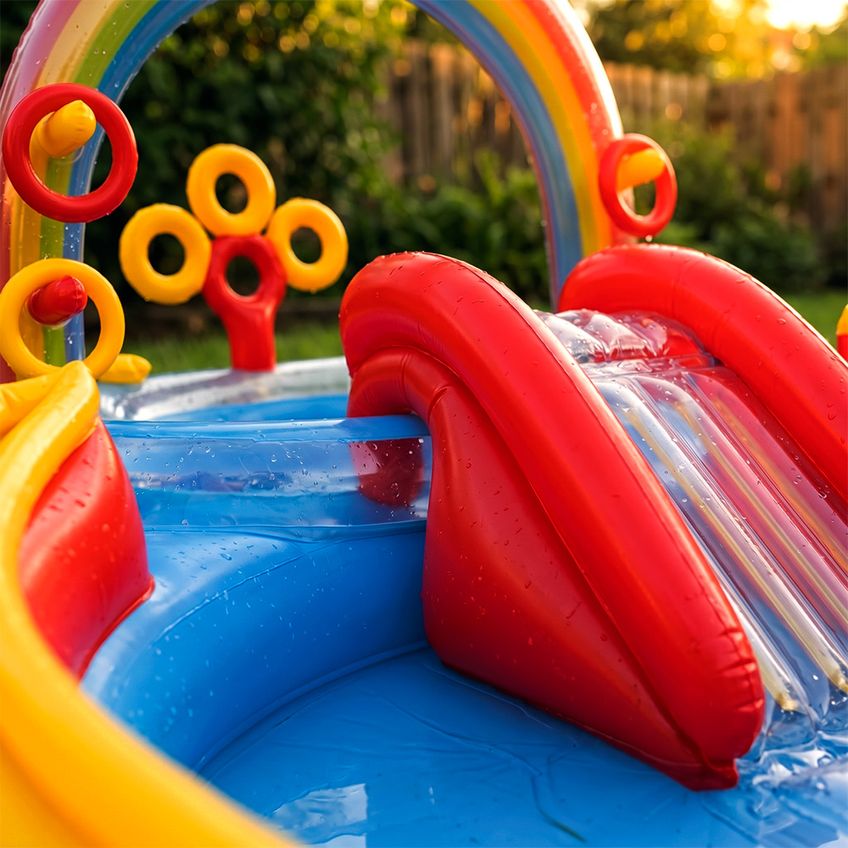 Piscina Infantil Inflável Playground Arco Iris 227l Bomba Elétrica Intex - imagem 3