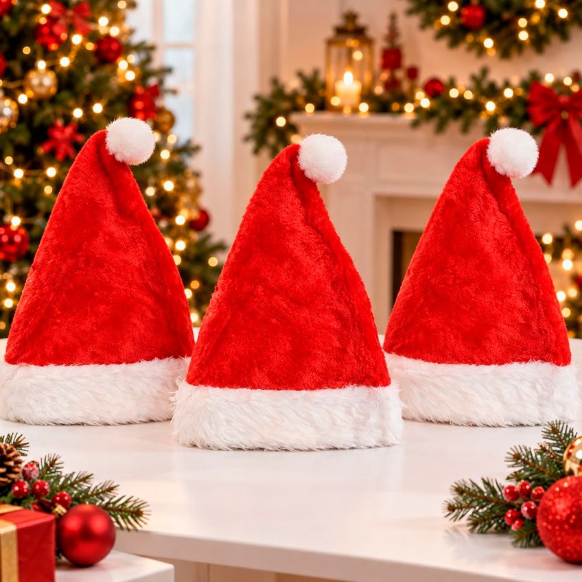 Touca Gorro Tradicional Noel Enfeite Natalino 40cm Kit 6pçs - imagem 4