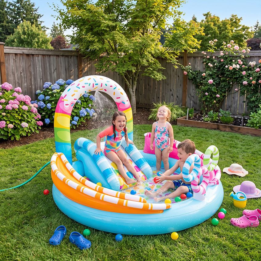 Piscina Playground 165l Inflável Candy Fun Infantil Bomba Elétrica Intex - imagem 4