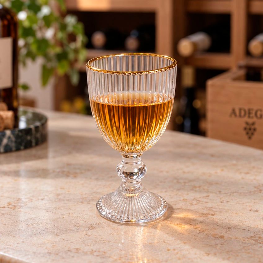 Jogo Taças Licor Vidro Frisada Bordas Dourada 50ml Kit 6pçs - imagem 4
