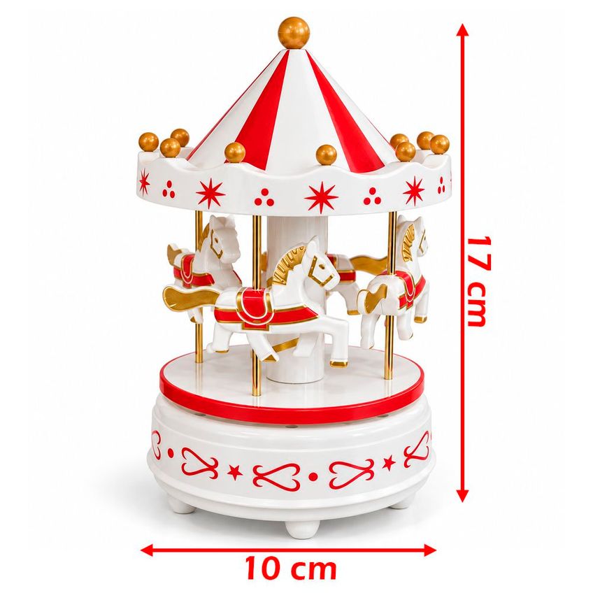 Carrossel Musical Branco Enfeite Decoração Natal Corda 17cm - imagem 5