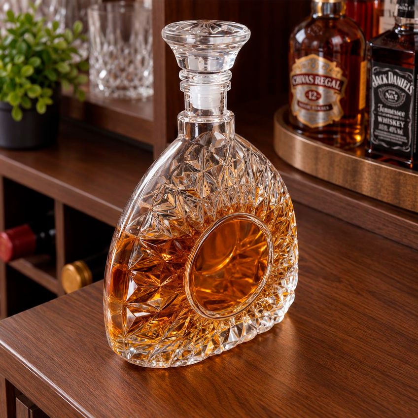 Garrafa Frasco Licoreira Whisky Licor Triangular Vidro 750ml - imagem 4