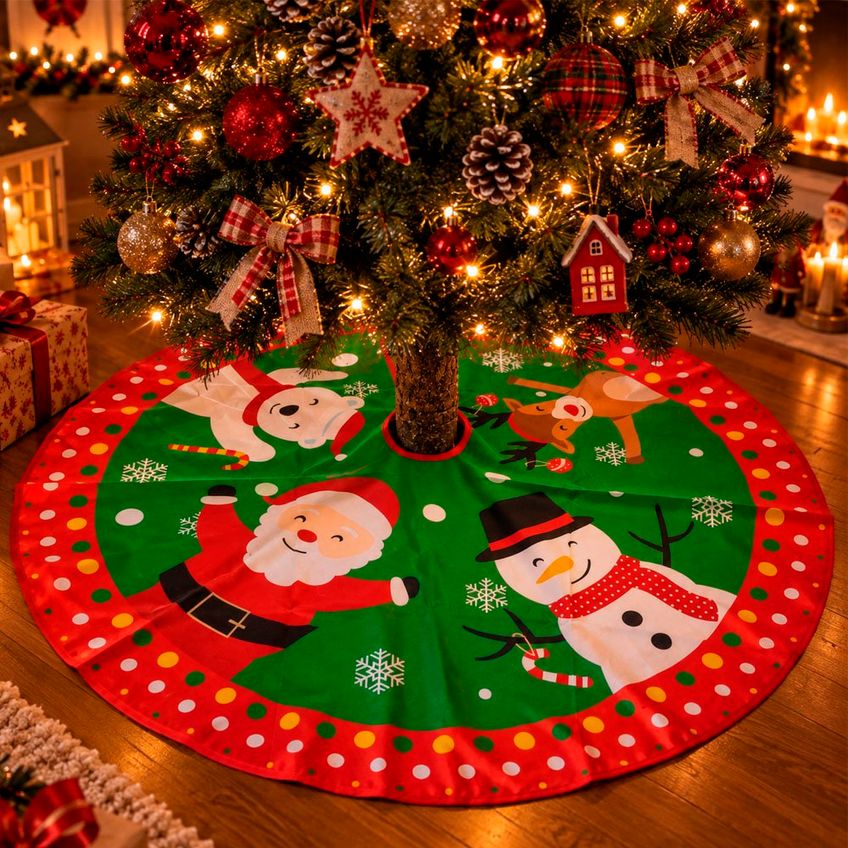 Saia Natalina Enfeite Árvore Natal Noel Rena Urso Neve 90cm - imagem 3