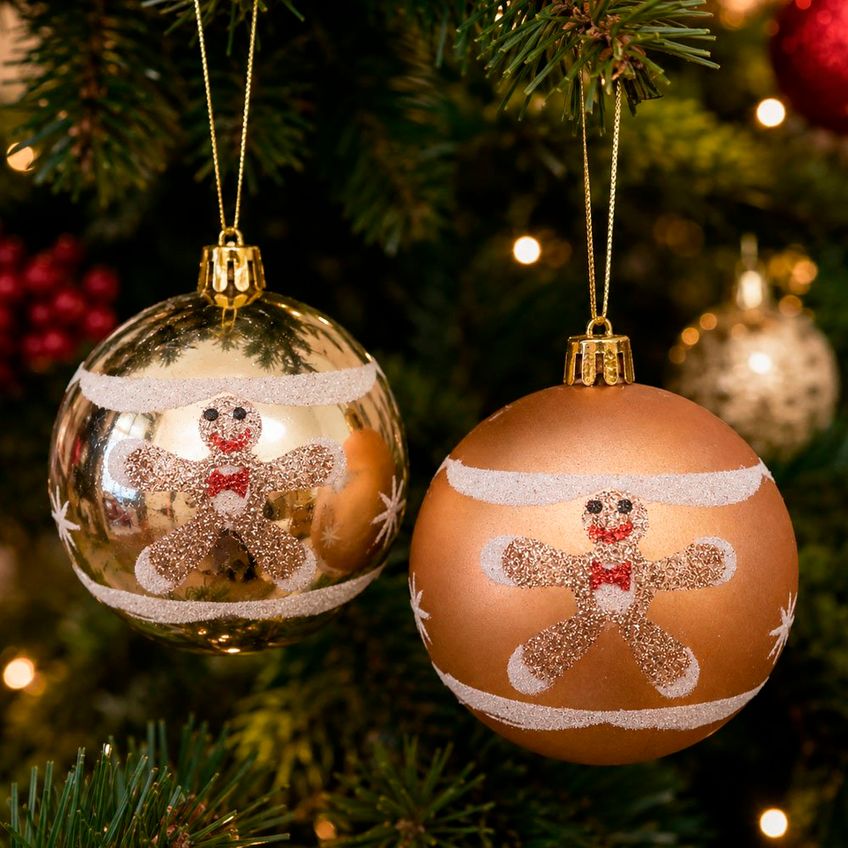 Bola Dourada Enfeite Árvore Natal Boneco Neve 8cm Kit 16pçs - imagem 3