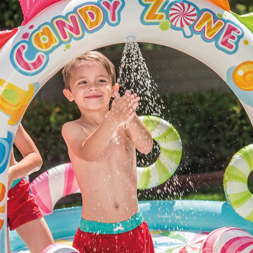 Piscina Inflável Infantil Playground Candy Zone 206l Bomba Elétrica Intex - imagem 3