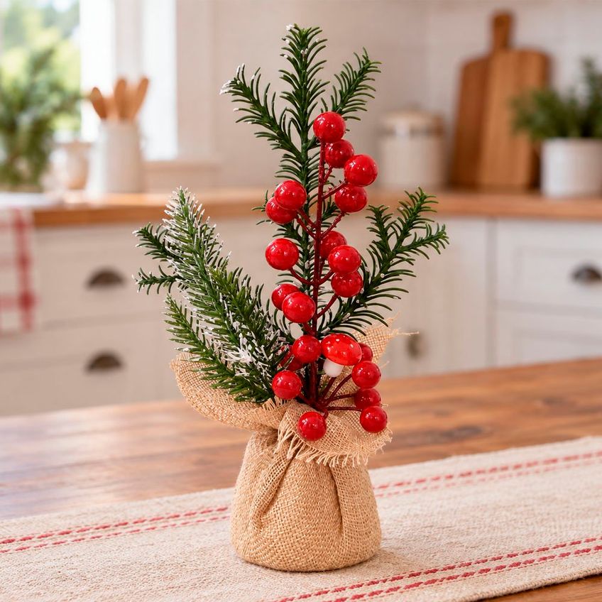Arranjo Mesa Natal Galhos Artificial Enfeite Decoração 29cm - imagem 3
