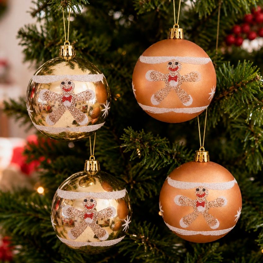 Bola Dourada Enfeite Árvore Natal Boneco Neve 8cm Kit 24pçs - imagem 4