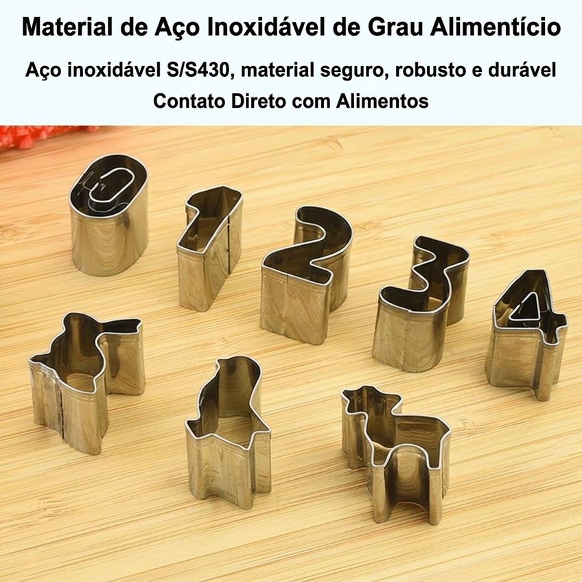 Cortadores De Biscoito Aço Inox Números Símbolos E Figuras - imagem 3