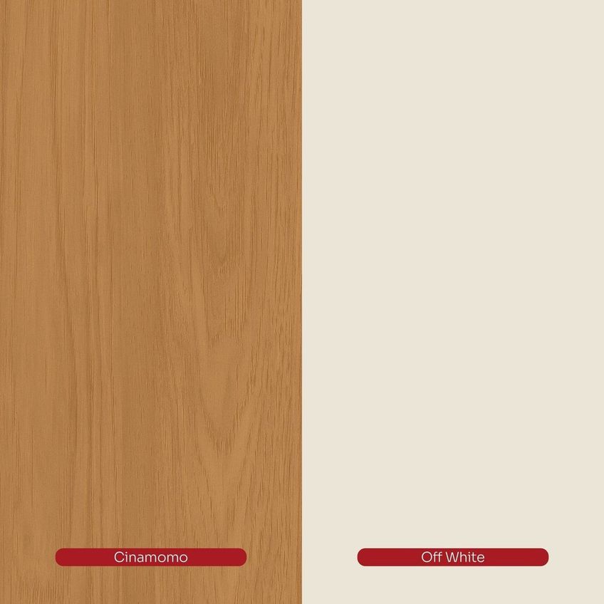 Mesa De Jantar 6 Lugares 160cm Tampo Mdf E Vidro Canto Arredondado Natalí Cinamomo/off White - imagem 4