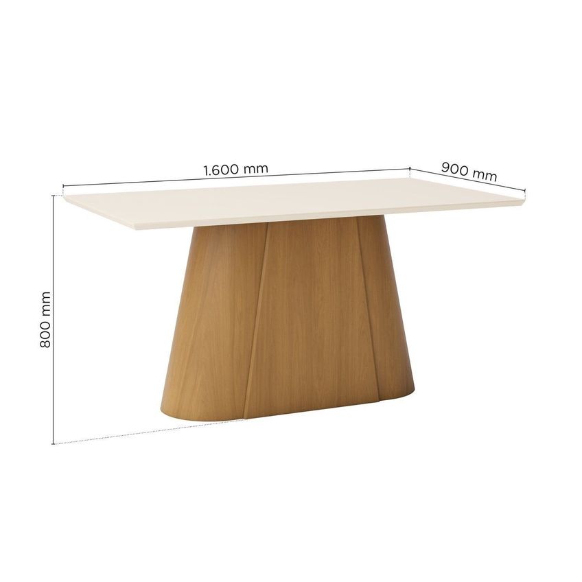 Mesa De Jantar 6 Lugares 160cm Tampo Mdf Canto Reto Olivia Cinamomo/Off White - imagem 3